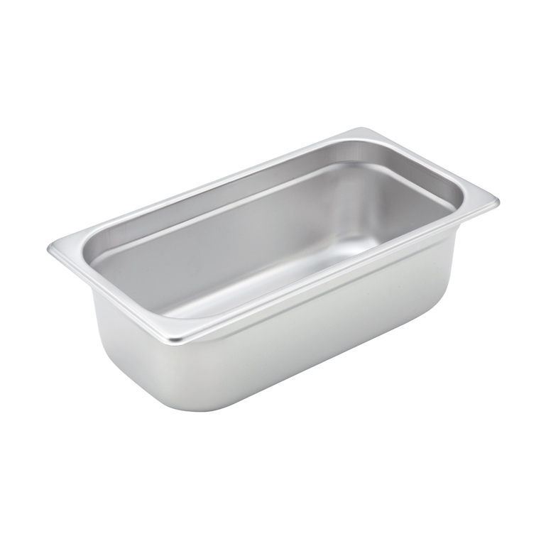 Steam Table Pan, Stainless, Third Size (6-7/8" x 12-3/4") x 4"