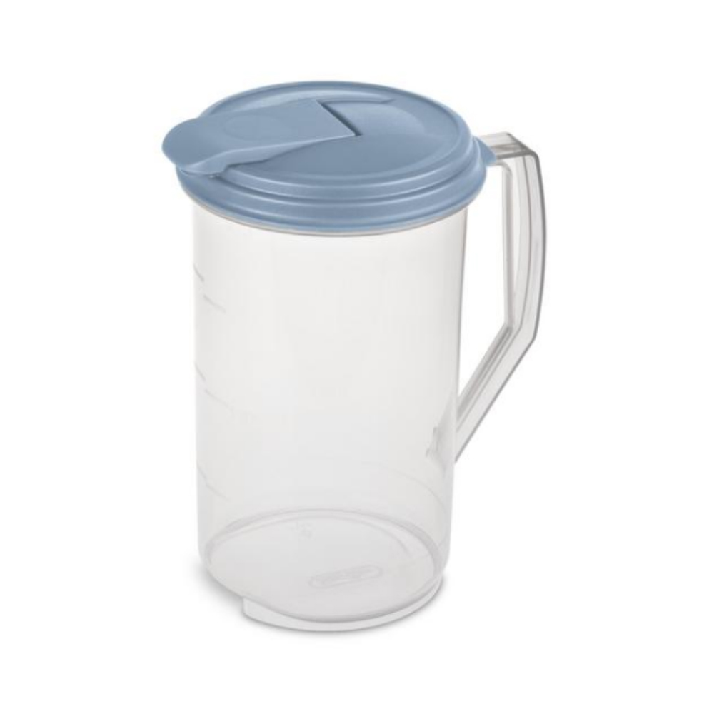 Sterilite Pop N Pour Clear Pitcher with Blue Lid, 2 Qt.