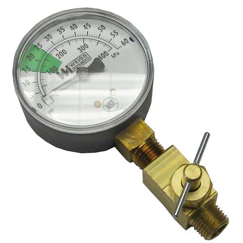 Stero OEM # P651136 / 17X / P65-1136, Pressure Gauge; 0 - 60 PSI; 1/4" MPT Bottom Mount