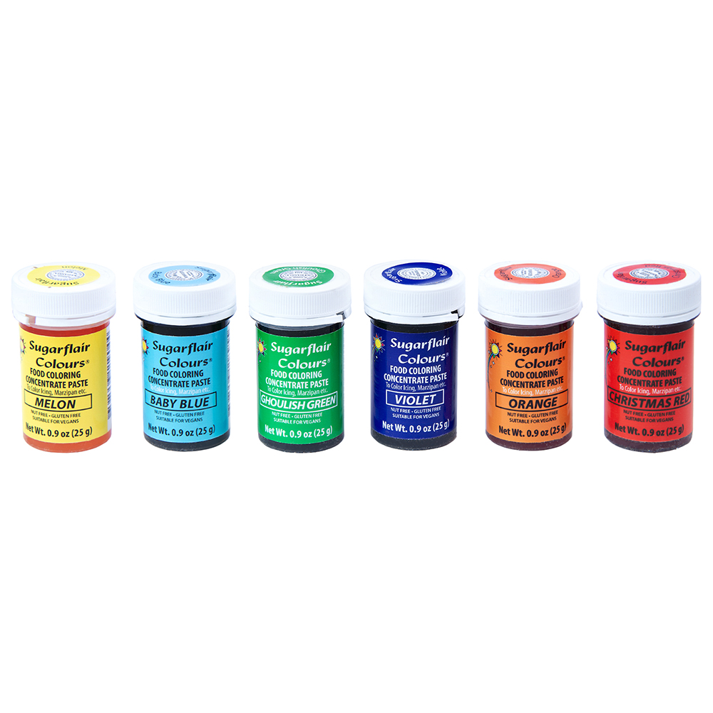 SugarFlair Concentrated Gel Paste Color Rainbow Set, 25 gr.