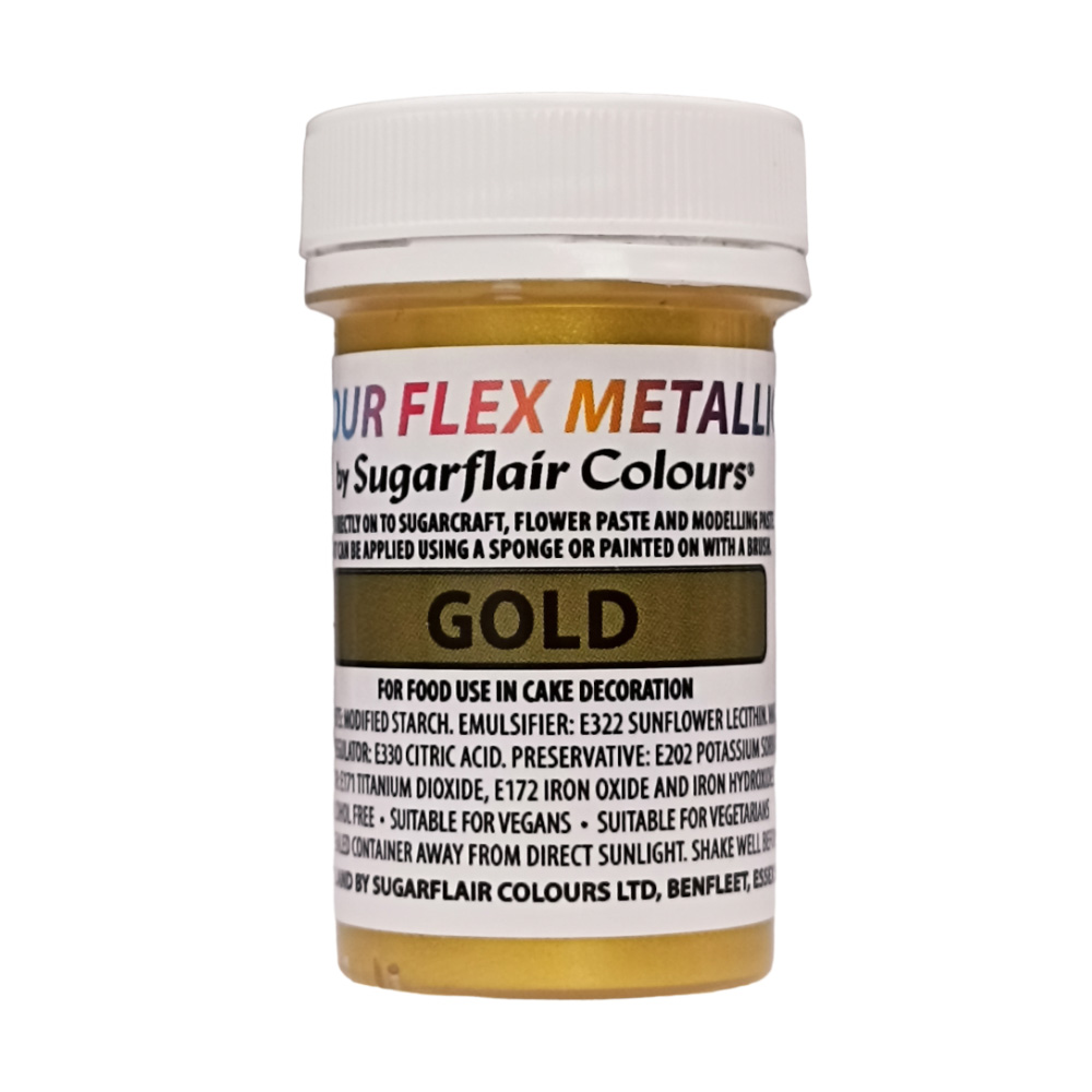 SugarFlair Edible Metallic Gold Paint, 25 ml.