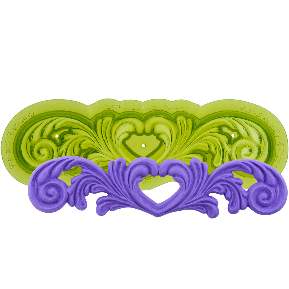 Swirl Centerpiece Silicone Fondant Sculpted Scroll Mold by Marvelous Molds