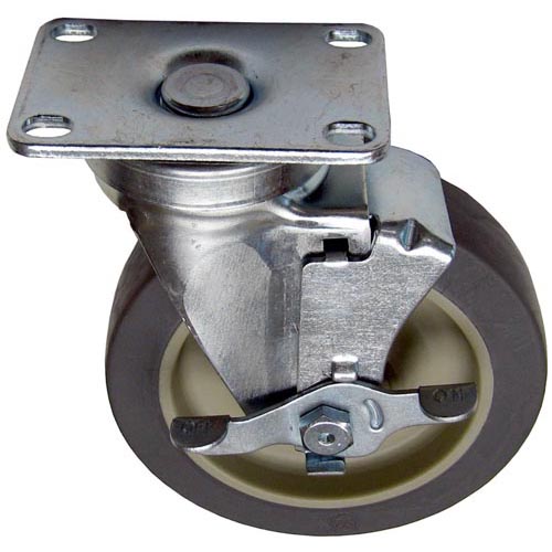 Swivel Plate Caster with Brake, 300 lb. Capacity