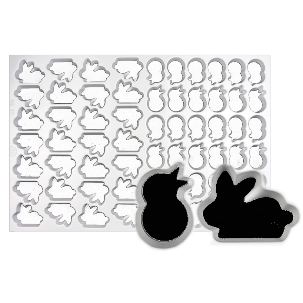 Production Cookie Cutting Sheet, Rabbit 2-1/2", Chick 2-13/16"