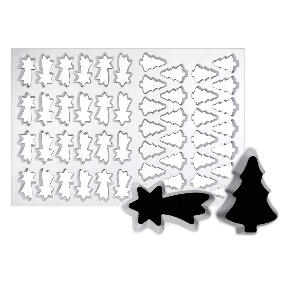 Production Cookie Cutting Sheet, X-mas Tree 3-1/8" Star 2-5/8"