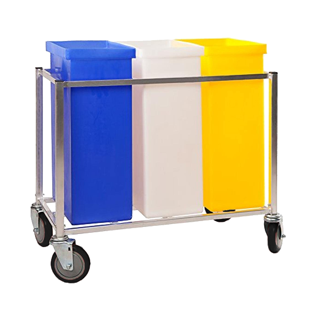 Three-Bin Ingredient Cart w/Clear Plastic Tops