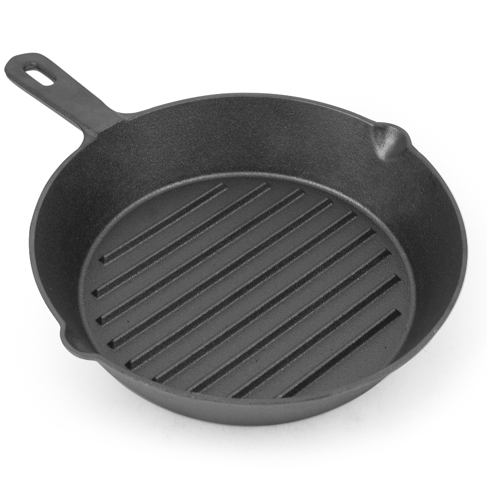 Tomlinson Cast Iron Ribbed Grill Pan, 11-1/4" Dia.