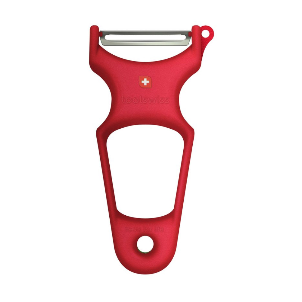 Toolswiss Clasinox Vegetable Peeler with Red Plastic Handle