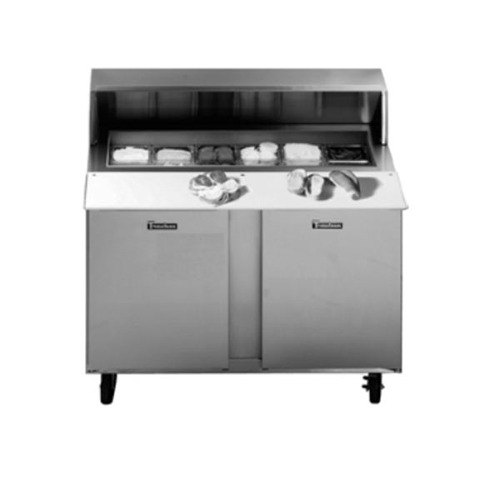 Traulsen UPT7224-RR-SB 72" 24 Pan Sandwich / Salad Prep Table with Right / Right Hinged Door and Stainless Steel Back