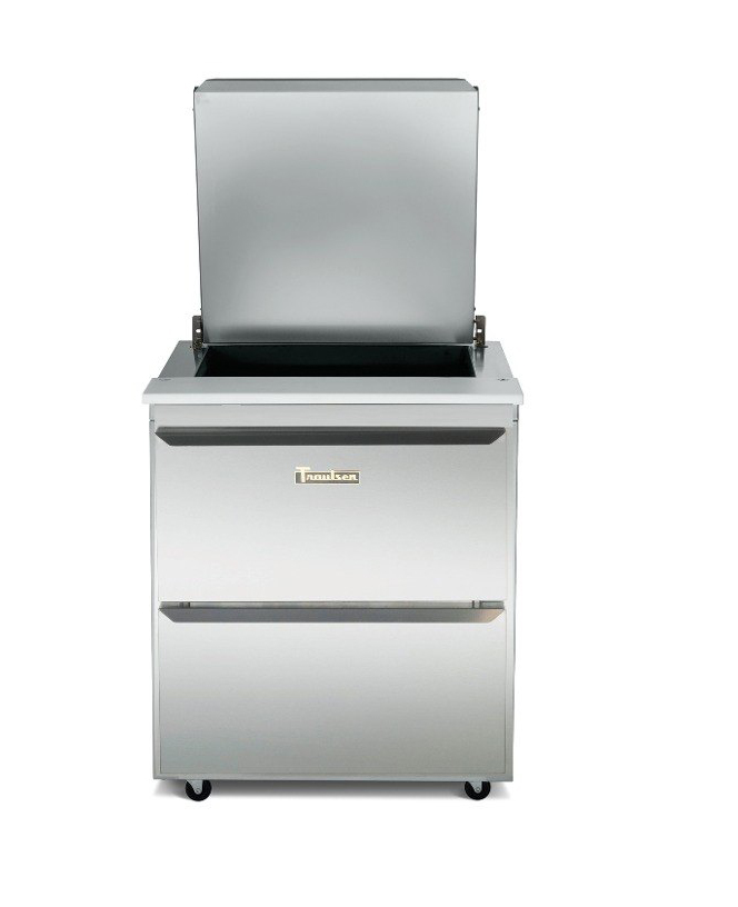 Traulsen UST7212-DD-SB 72" 12 Pan Sandwich / Salad Prep Table with 4 Drawers and Stainless Steel Back