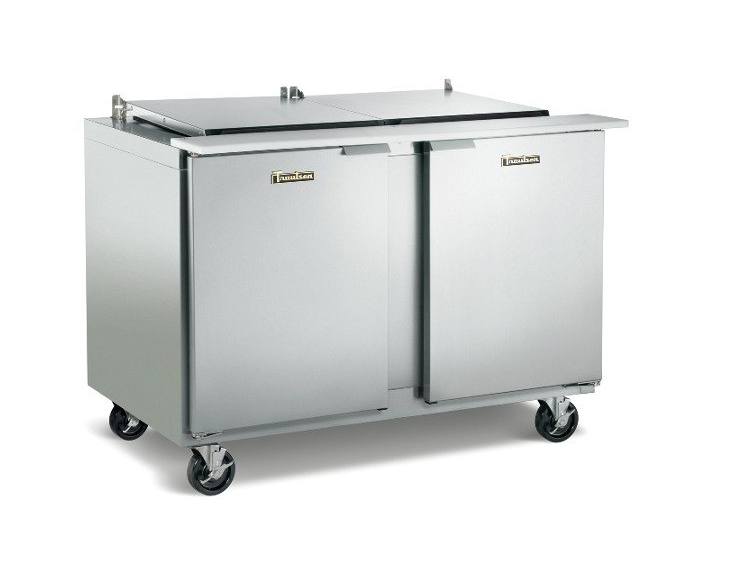 Traulsen UST7218-RR-SB 72" 18 Pan Sandwich / Salad Prep Table with Right / Right Hinged Doors and Stainless Steel Back