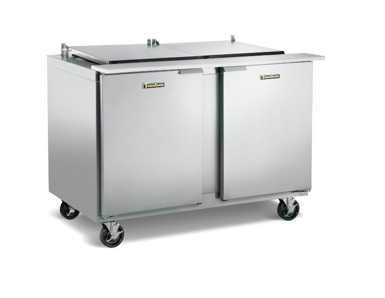 Traulsen UST7224-LL-SB 72" 24 Pan Sandwich / Salad Prep Table with Left / Left Hinged Doors and Stainless Steel Back