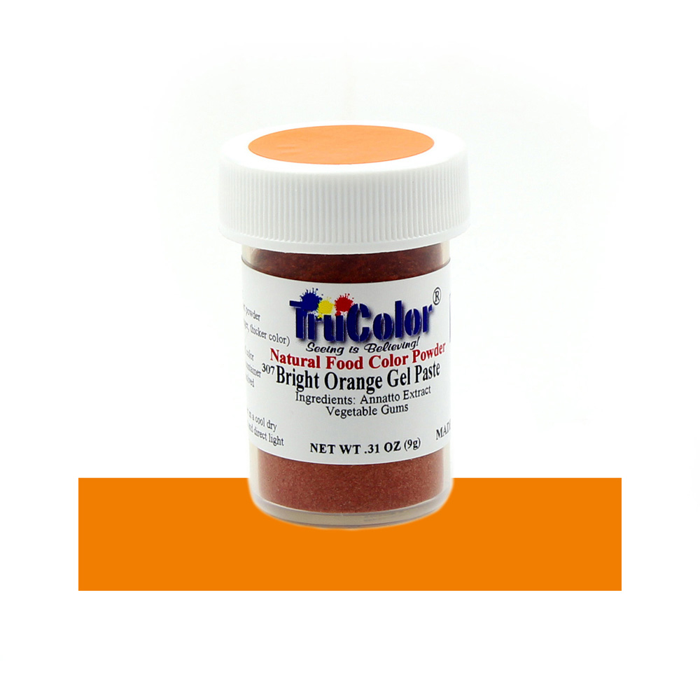 TruColor Bright Orange Gel Paste Natural Food Color Powder, 9g Gel