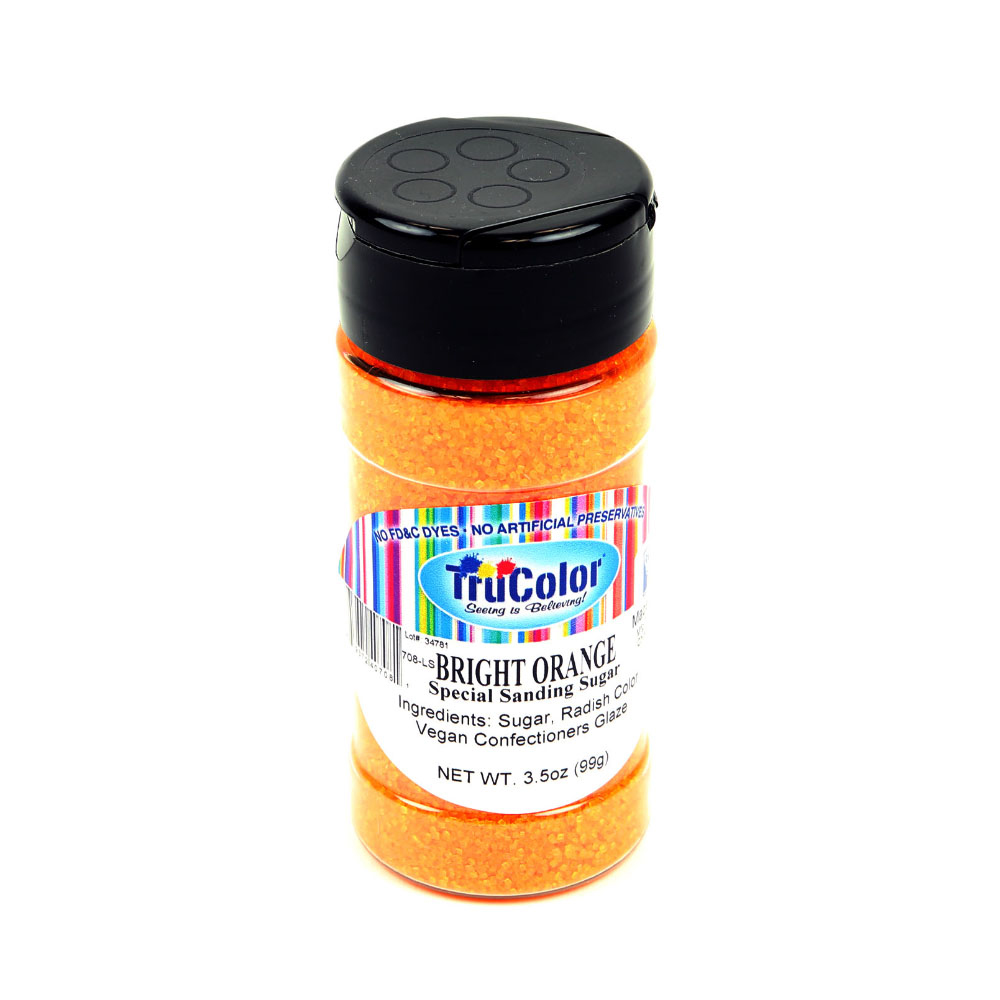 TruColor Natural Color Sanding Sugar, Bright Orange - 3.5 oz 