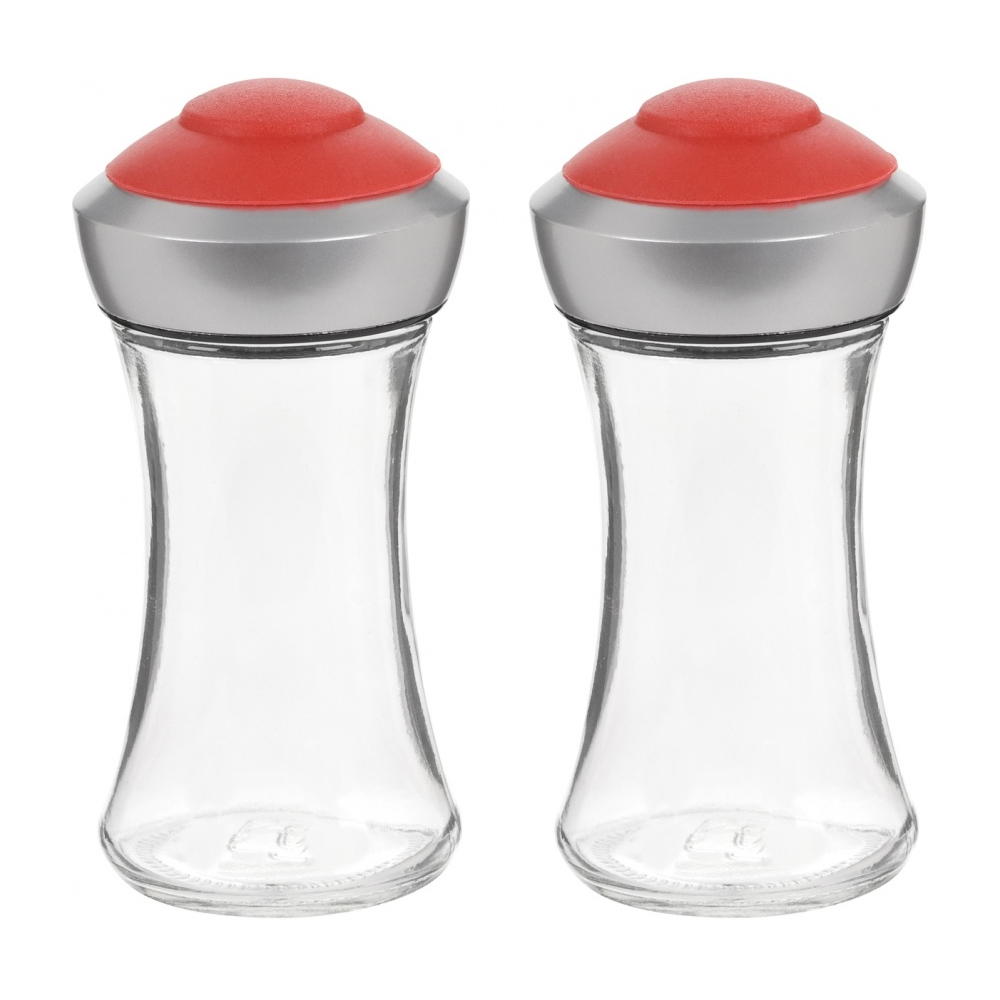 Trudeau Glass Pop Red Salt and Pepper Shakers, Set of 2