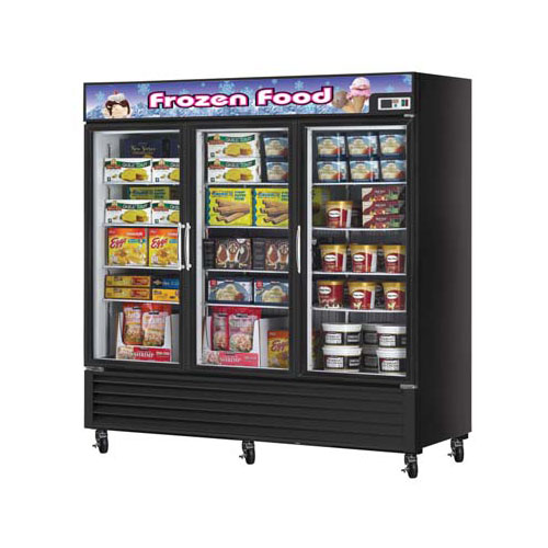 Turbo Air TGF-72FB 3 Glass Door Reach-In Freezer - 72 cu. ft. - Black