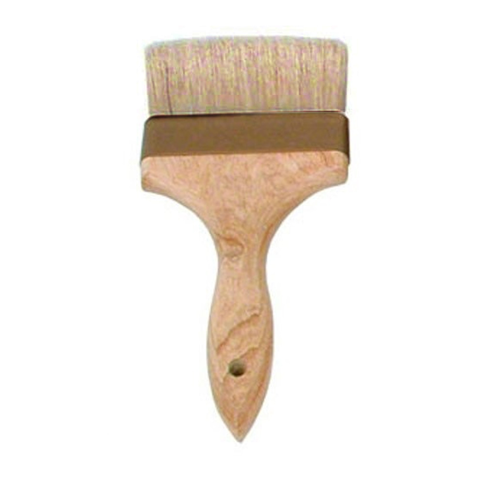 Update International Wide Boar Bristle Pastry / Basting Brush with Wood Handle, 4" Wide 