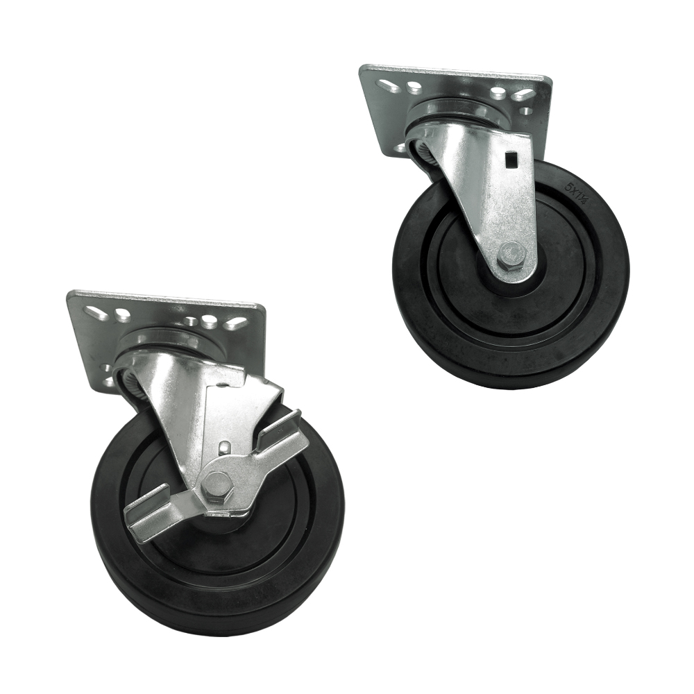 Update International Universal 5" Plate Casters, Two Locking & 2 Non-Locking