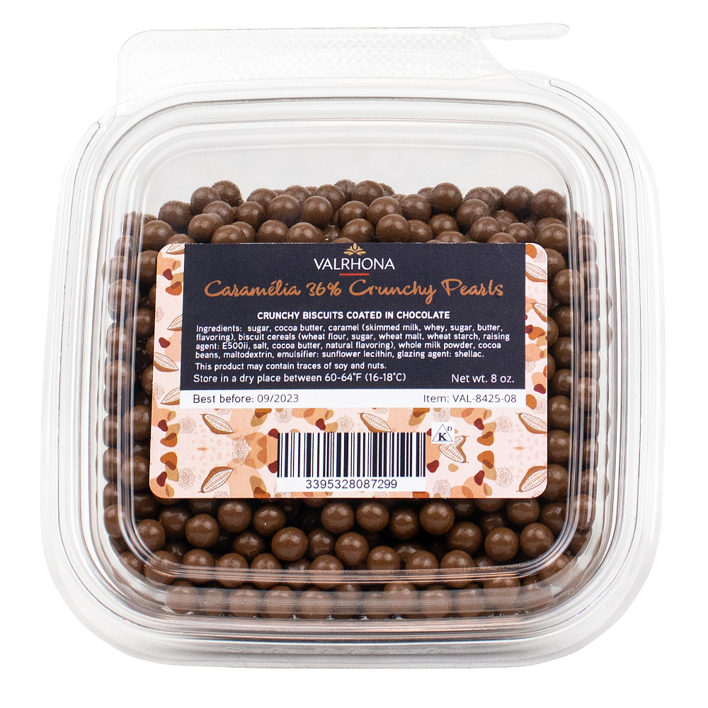 Valrhona Milk Caramelia Crunchy Pearls, 8 oz.