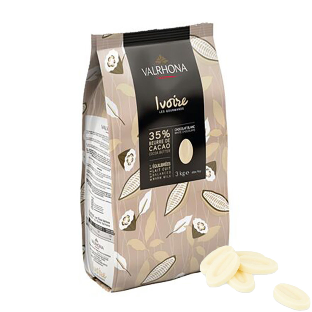 Valrhona White Ivoire 35% Feves, 3 Kgs.