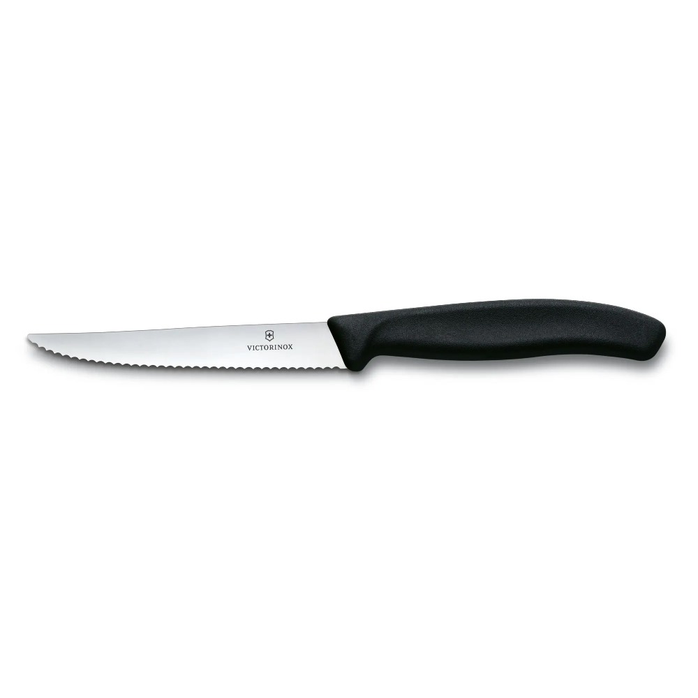 Victorinox Serrated Steak Knife, Black Handle, 4-1/2" Round Tip Blade