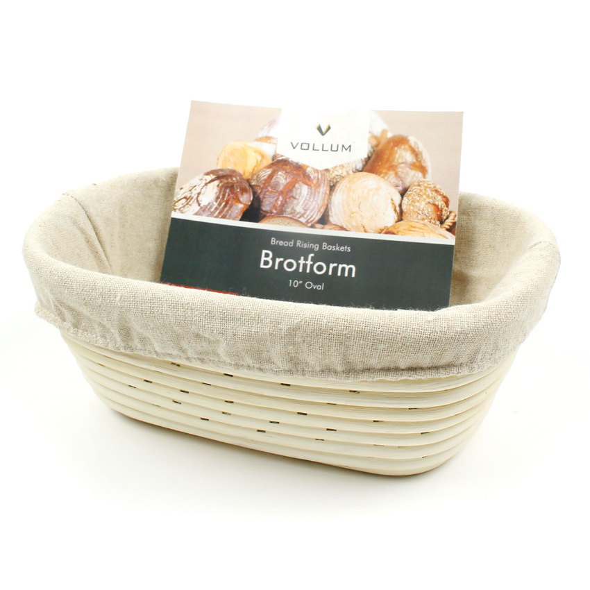 Vollum Brotform Oval Proofing Basket with Linen, 10" x 7", 1 lb