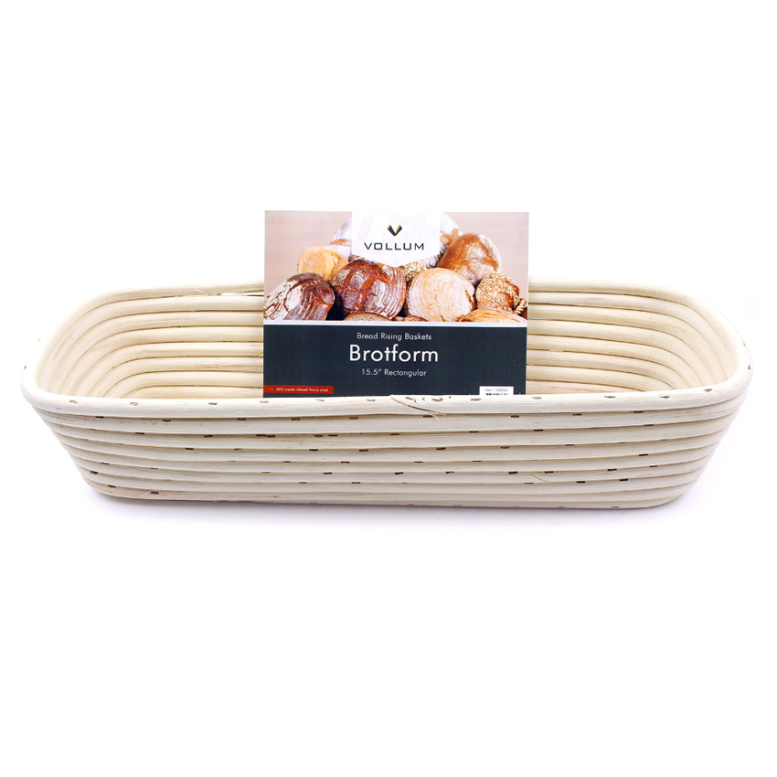 Vollum Brotform Rectangular Proofing Basket 15" x 6" x 3" High, 3 lb