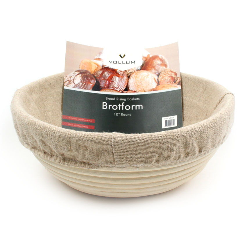 Vollum Brotform Round Proofing Basket with Linen, 10" x 4.25", 2 lb