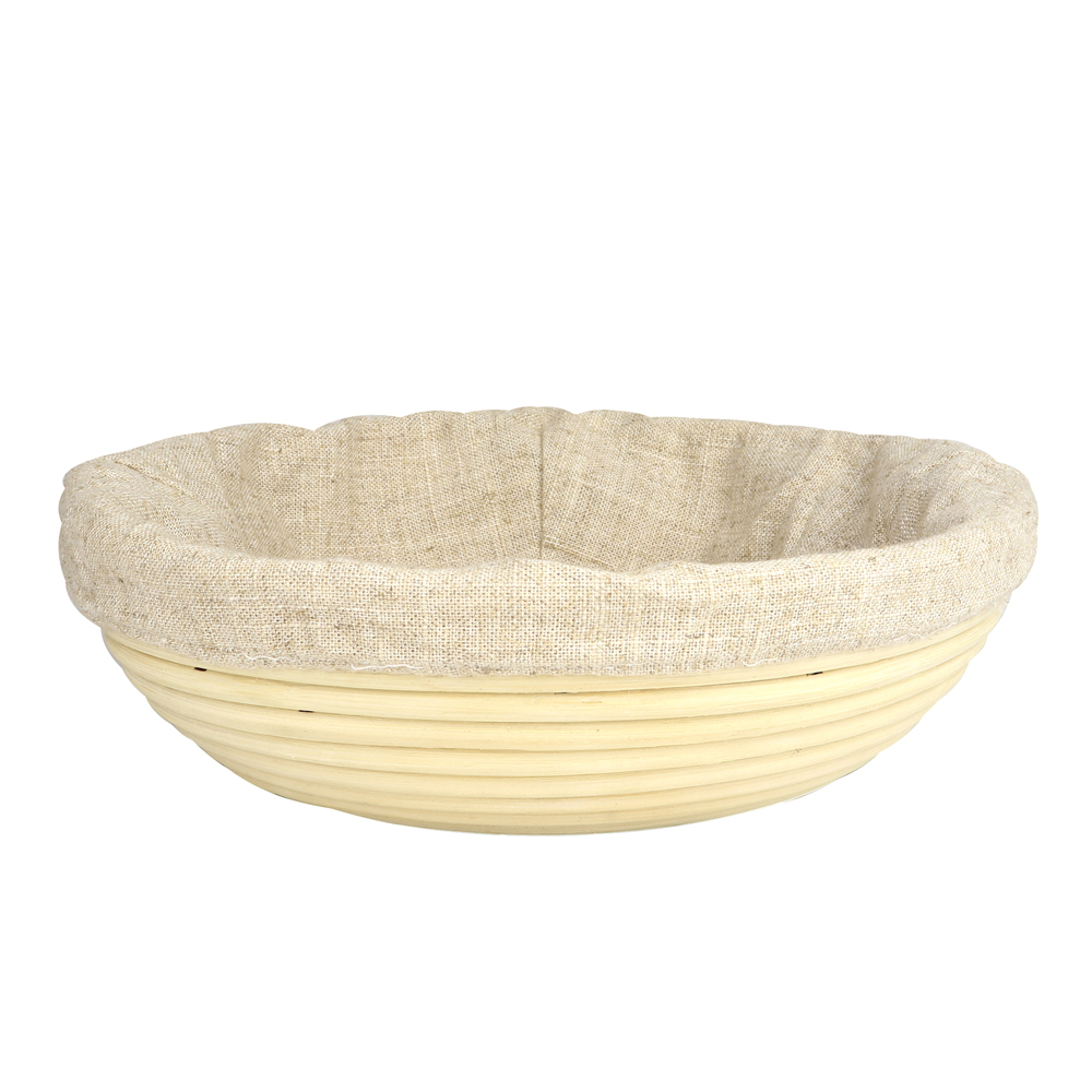 Vollum Brotform Round Proofing Basket with Linen, 11.5" x 4", 3 lb