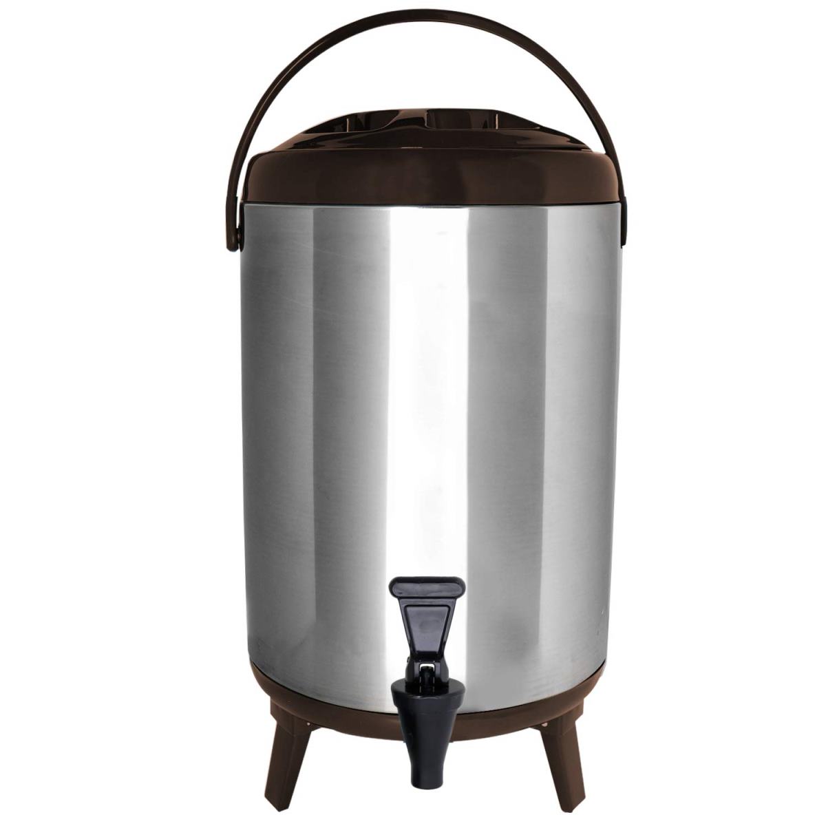 Vollum Stainless Steel Insulated Liquid Dispenser - 10 Liter, Brown