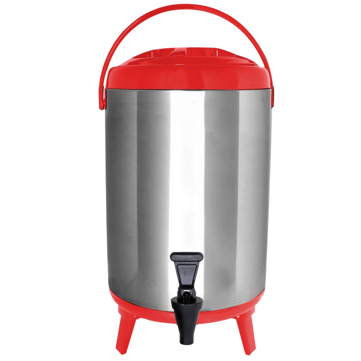 Vollum Stainless Steel Insulated Liquid Dispenser - 10 Liter, Red