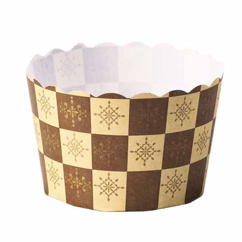 Welcome Home Brands Brown Emblem Disposable Paper Baking Cup Size: 6.8 Oz, 2.6" Dia. x 2" High, case of 500