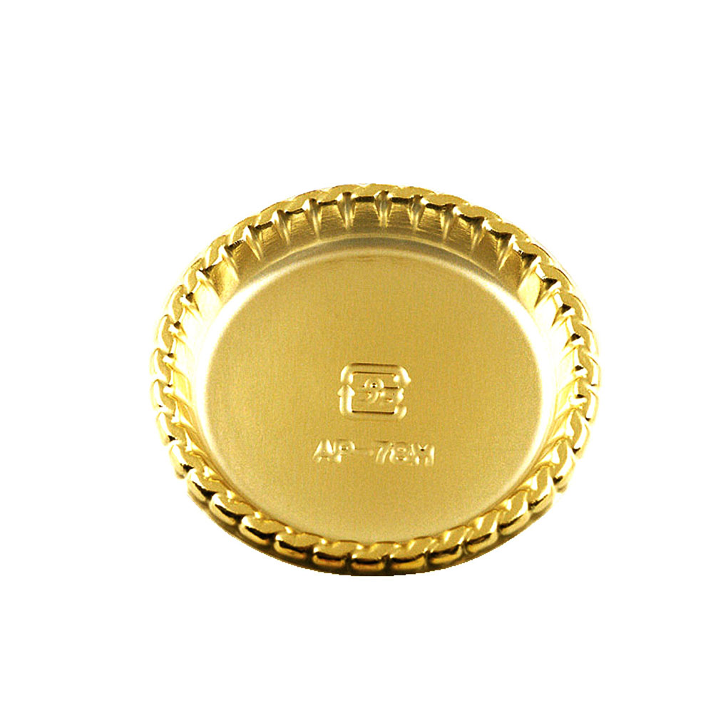 Welcome Home Brands Gold Scallop Round Presentation Cake Plate, 3.1" Diameter - Case of 500