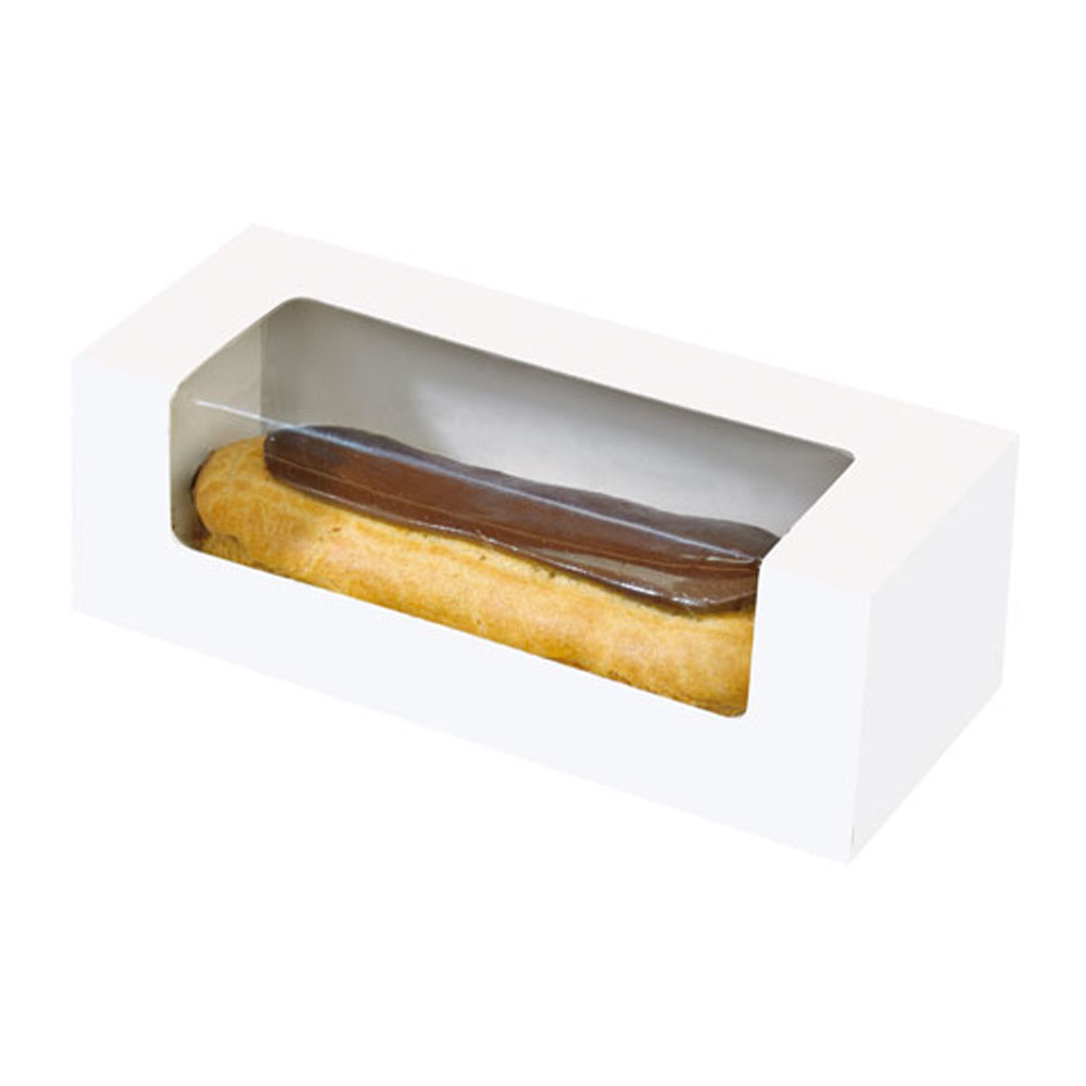 PacknWood White Cardboard Pastry Box with Window - Pack of 50