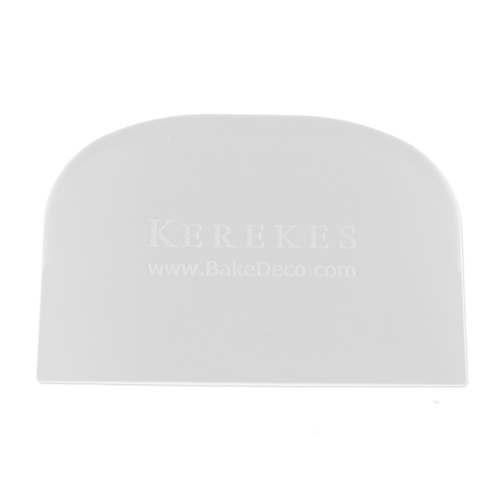 White Poly / Plastic Dough Scraper 6" x 4" w/ Kerekes Symbol