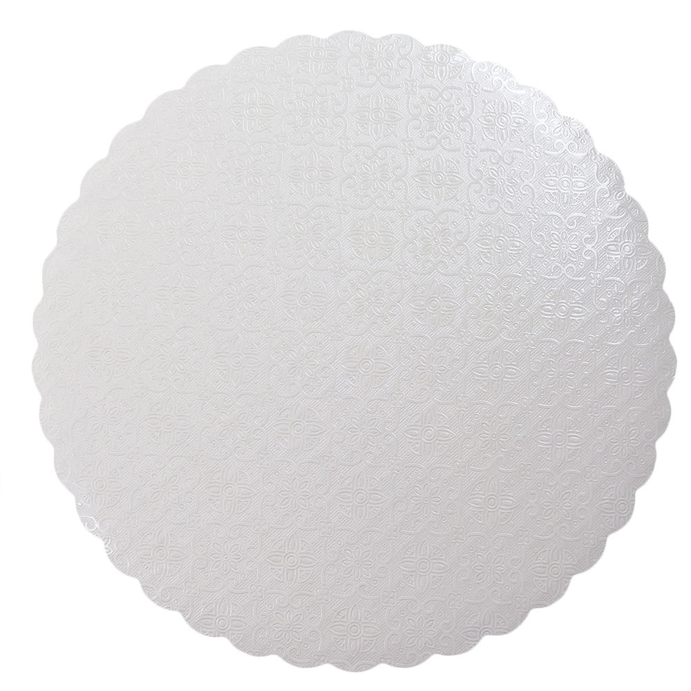 White Scalloped Round Cake Board, 6", Pack of 10
