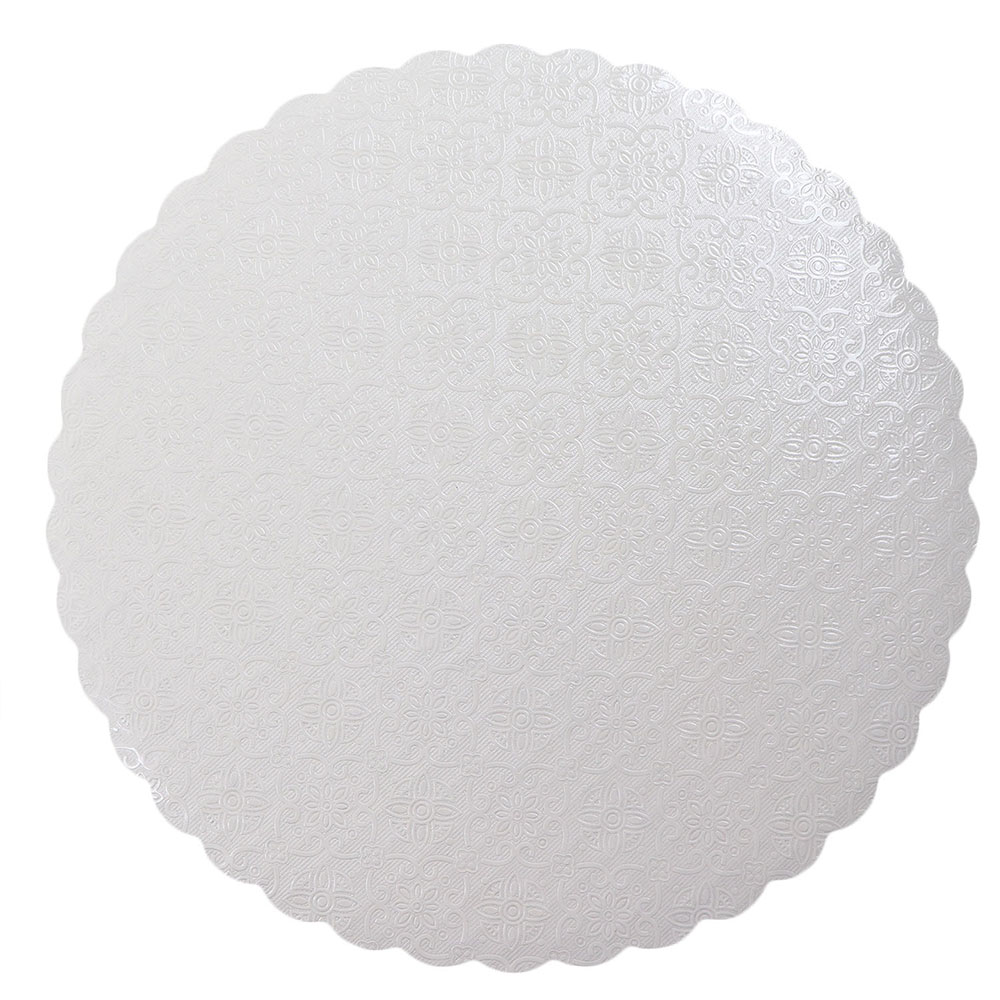 O'Creme White Scalloped Round Cake Board, 9", Pack of 10