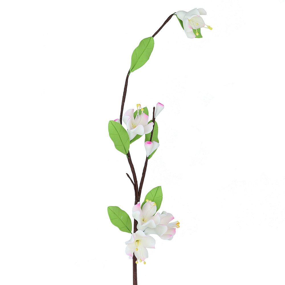 O'Creme White with Pink Cherry Blossom Sprays Gumpaste Flowers - Set of 3