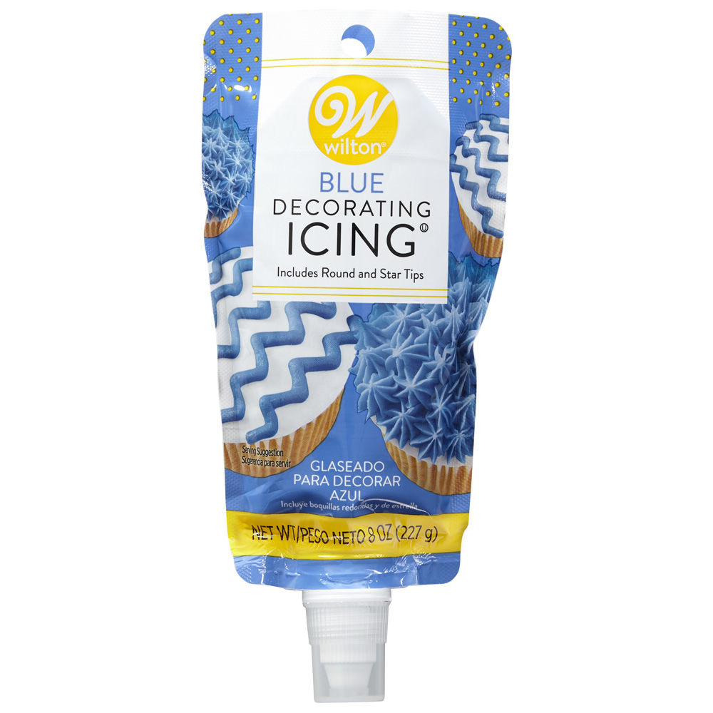 Wilton Blue Decorating Icing Pouch with Round & Star Tips, 8 Oz 