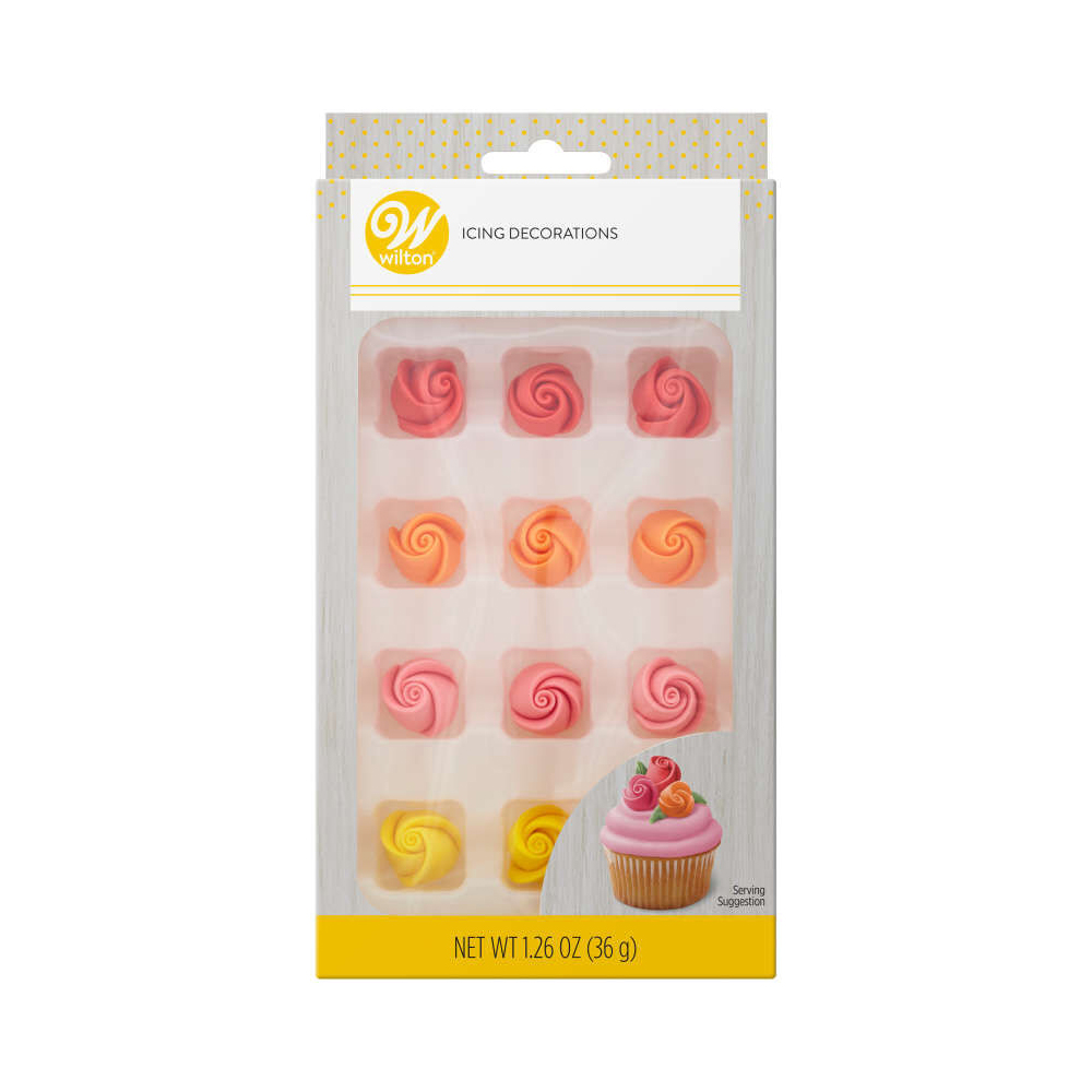 Wilton Bright Rosebuds Icing Decorations, Pack of 12