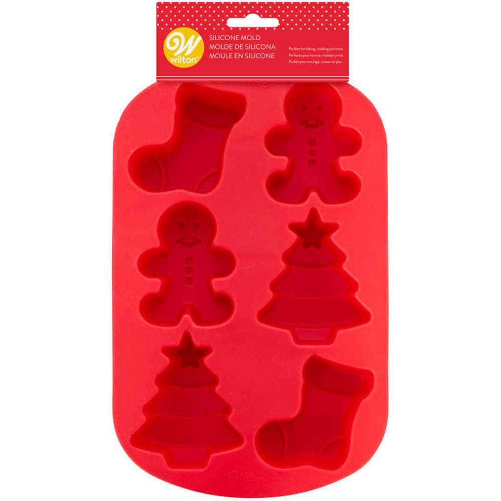 Wilton Christmas Shapes Silicone Treat Mold, 6 Cavities