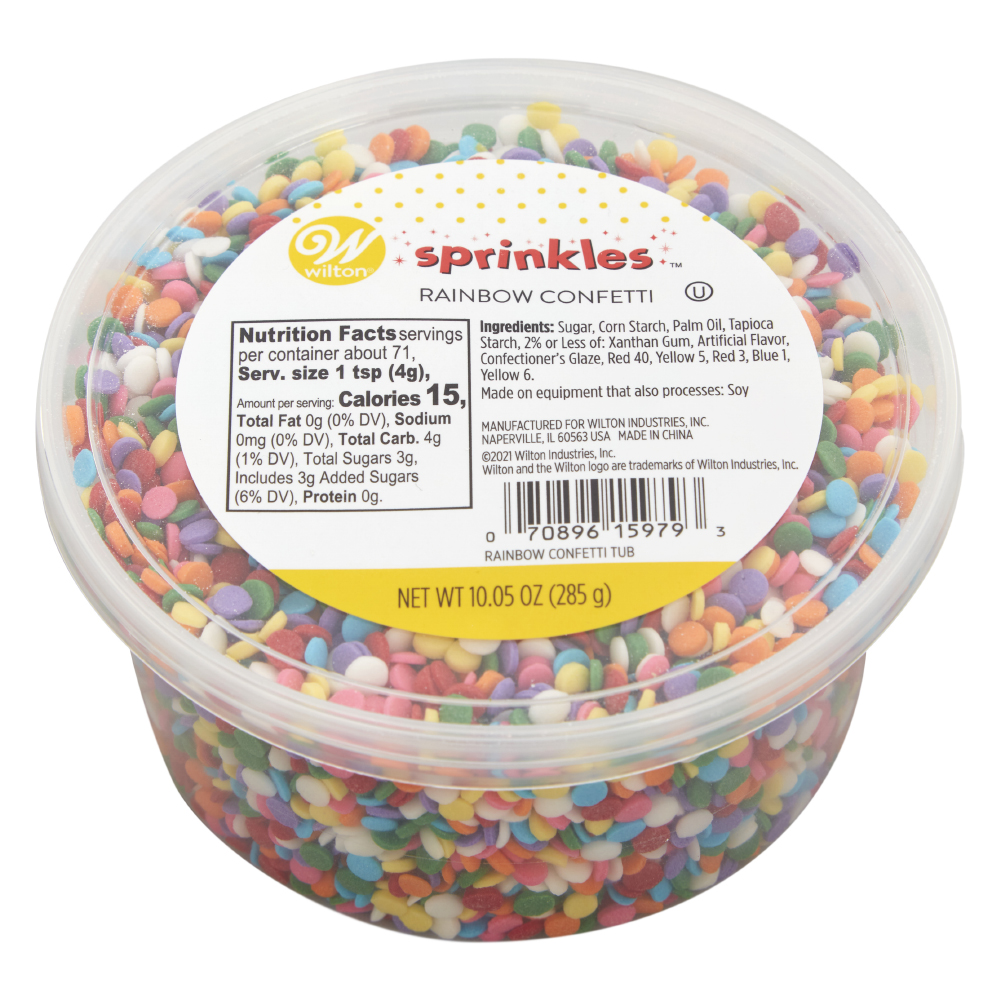 Wilton Colorful Rainbow Confetti Tub, 10.05 oz. 