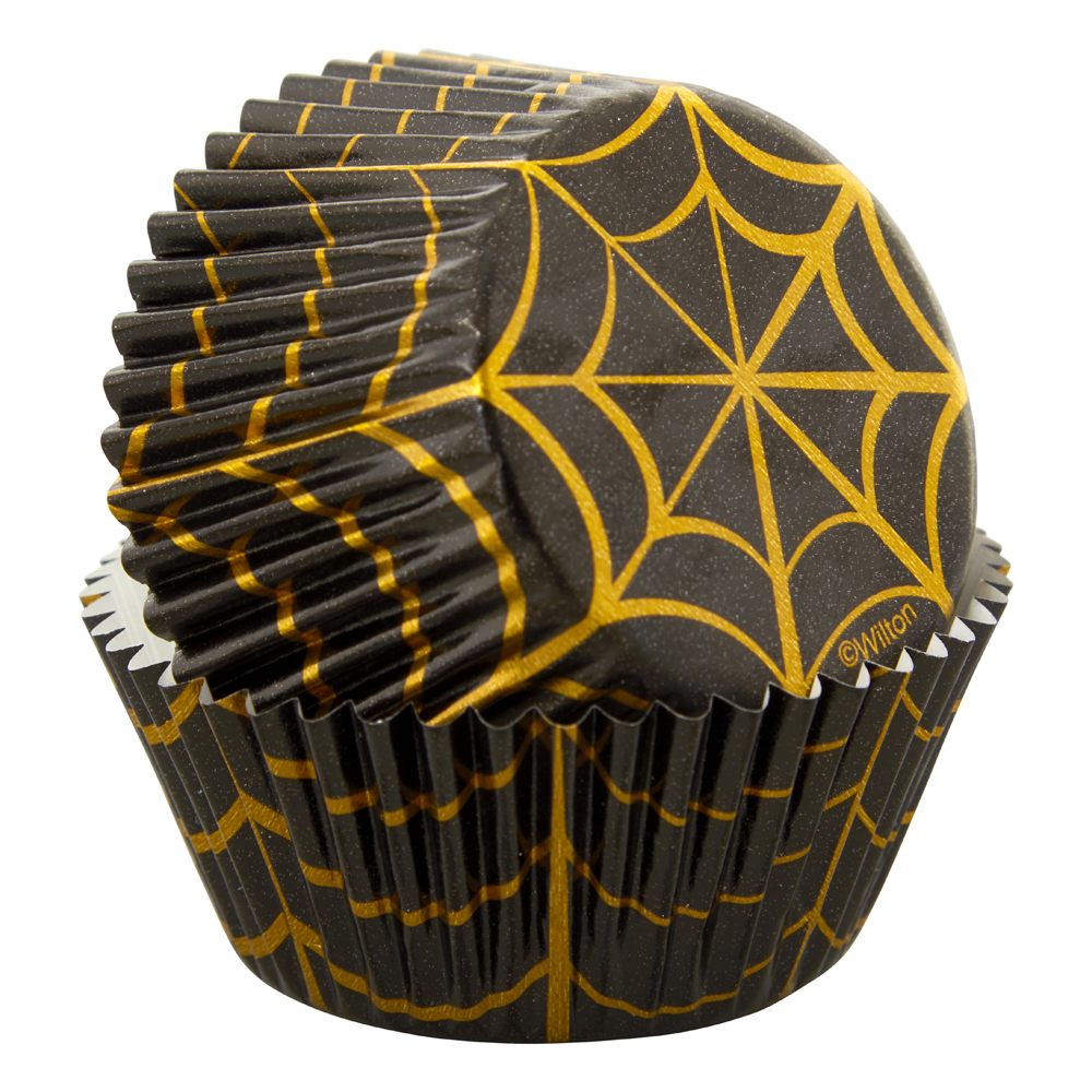 Wilton Gold Foil Spider Web Halloween Cupcake Liners, Pack of 24