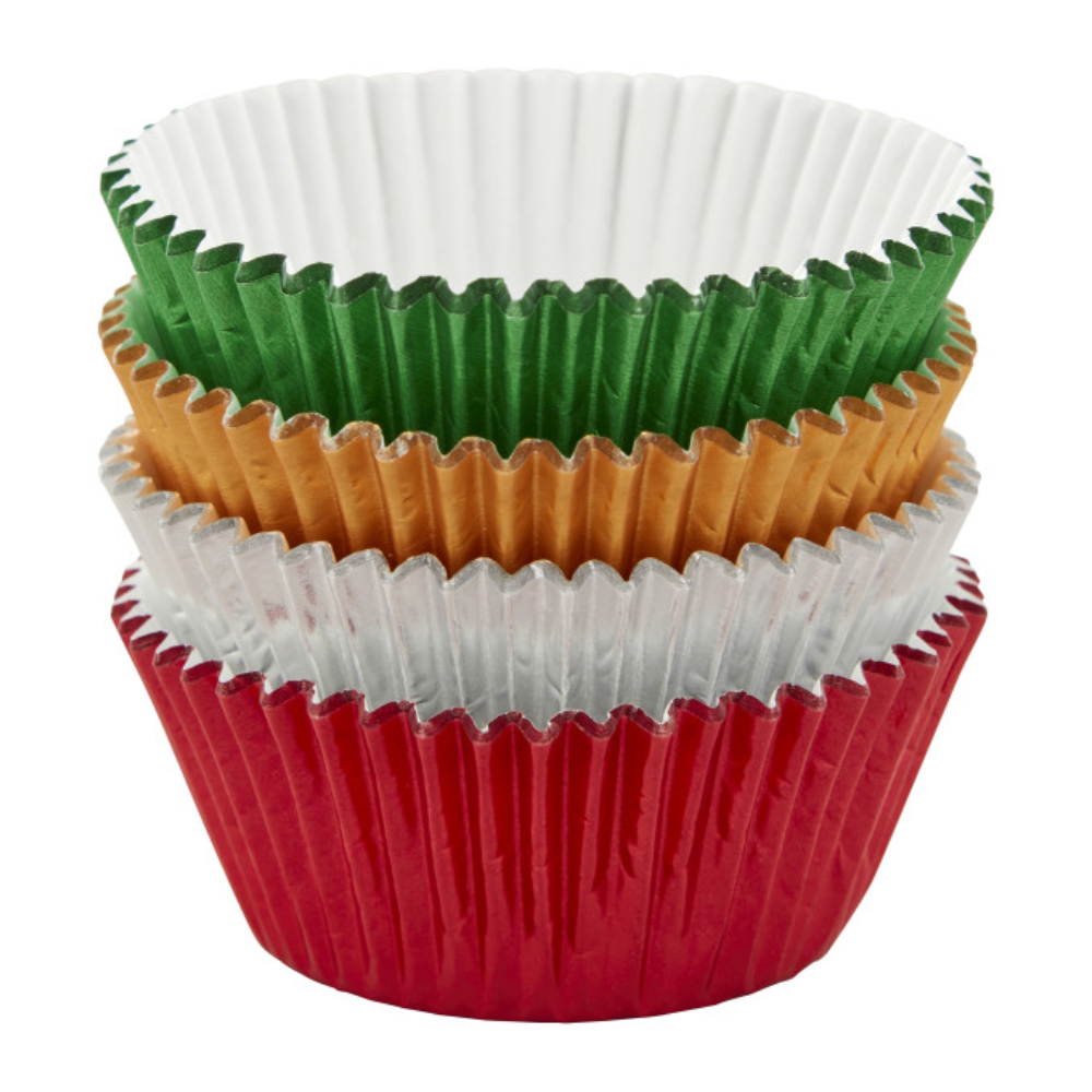 Wilton Green, Gold, Silver and Red Foil Christmas Cupcake Liners, Pack of 48