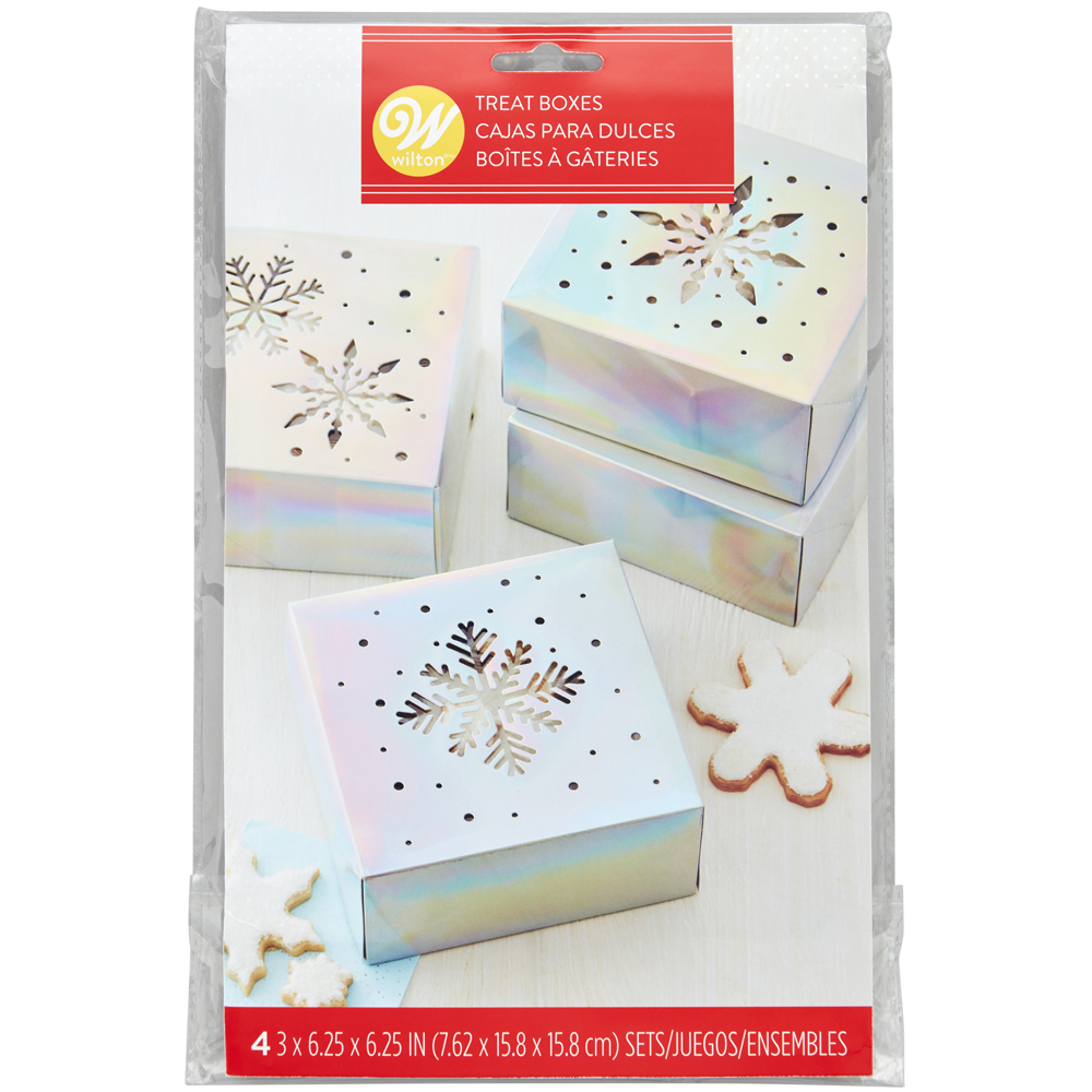 Wilton Iridescent Snowflake Treat Box, Pack of 4