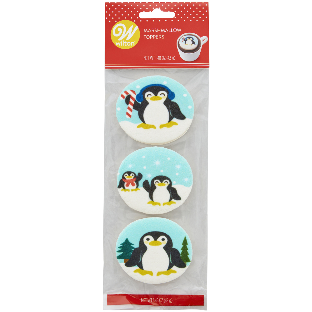 Wilton Marshmallow Edible Hot Cocoa Penguin Drink Toppers, 3-Pack