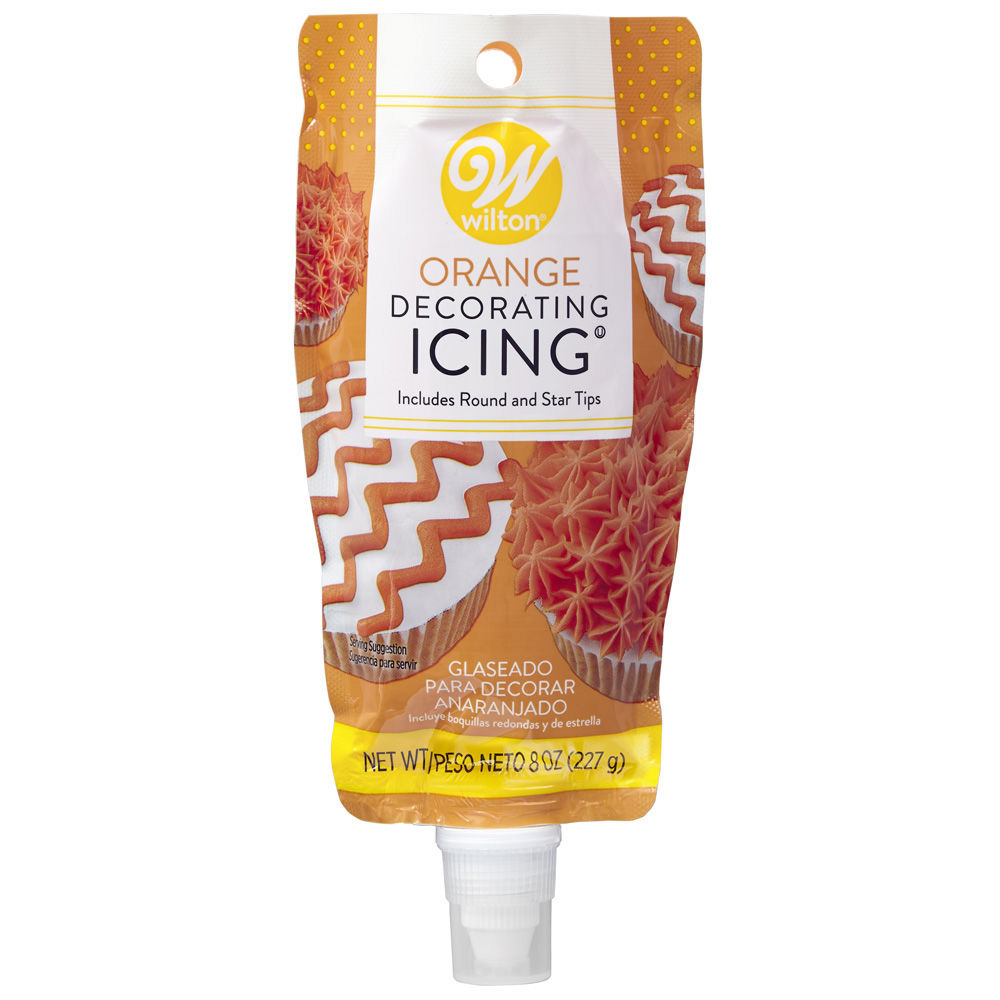 Wilton Orange Decorating Icing Pouch with Round & Star Tips