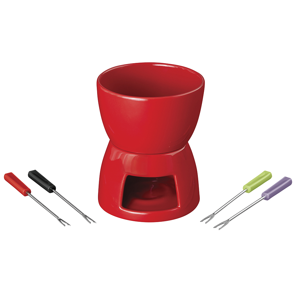 Wilton Red Ceramic Fondue Set