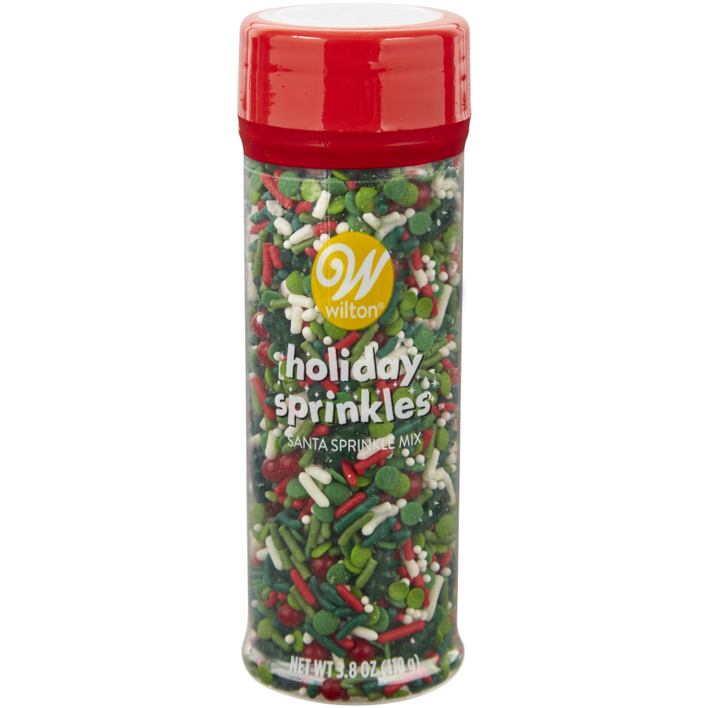 Wilton Santa Hat and Green Tree Sprinkle Mix, 3.8 oz.