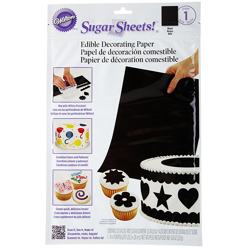 Wilton Sugar Sheet Black Edible Dessert Decorating Sugars & Isomalts